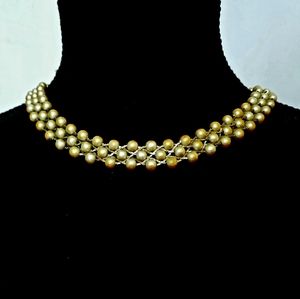 Vintage pearl choker set in silver